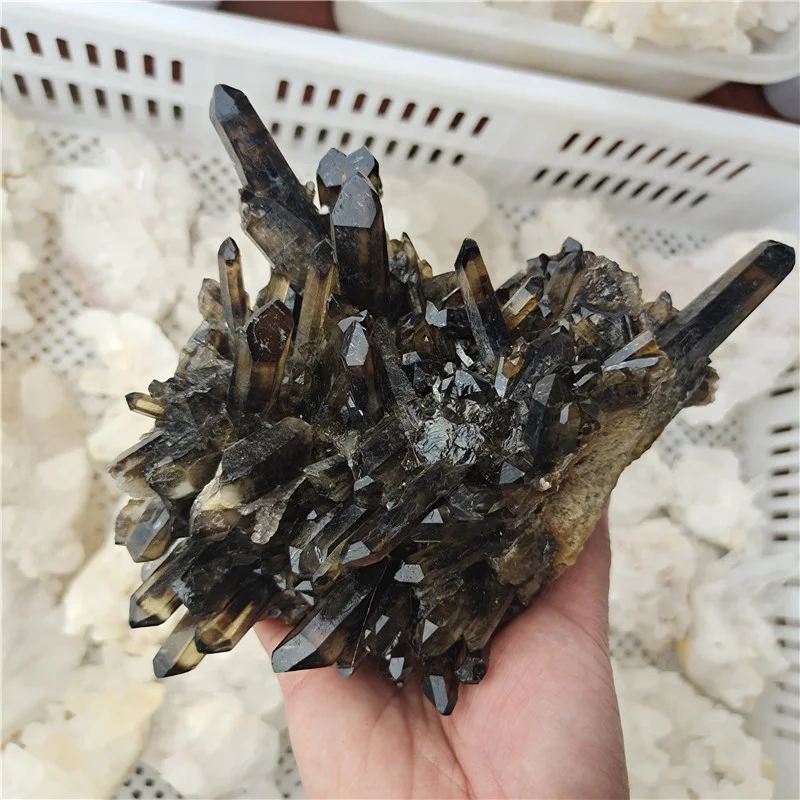 Large Sizes Healing Natural Black Quartz Cluster Rock Smoky Crystal Stone Clusters For Decoration
