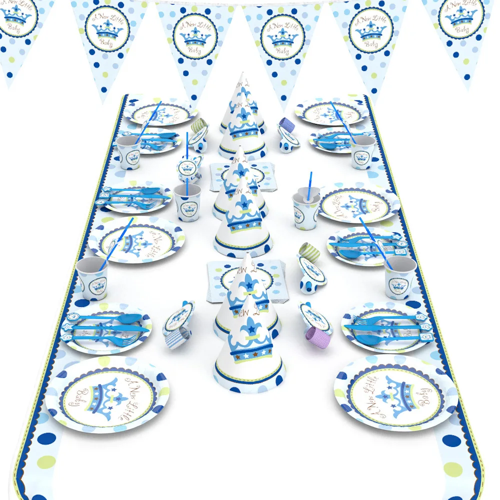 Crown cartoon theme birthday festival party decoration tableware sets party supplies for kids