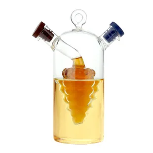 2-in-1 Double layer sauce oil vinegar condiment seasoning sealed glass bottle kitchen glass storage bottles jars
