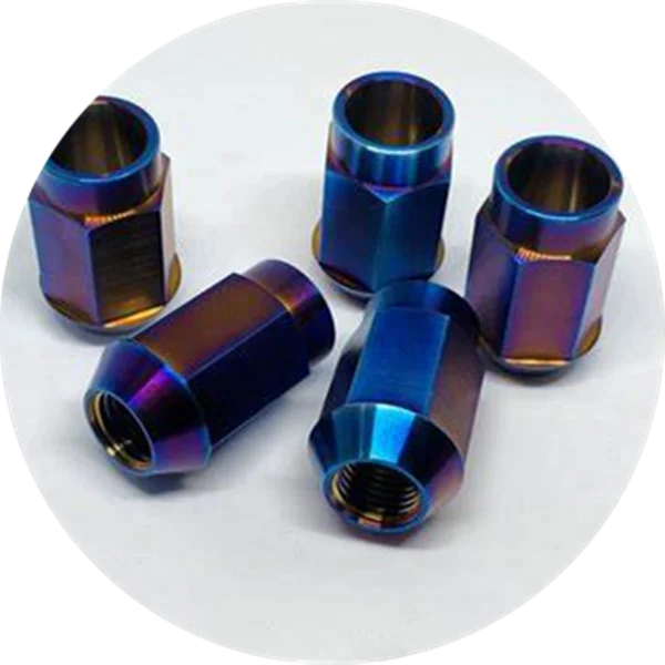 Customized titanium burnt nuts Gr5 M12 M14 Titanium Wheel Hub Nut