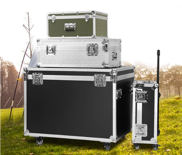 Portable fireproof aluminum flight case with rigid EVA foam insert, suitable for storage  case of tools and hardware accessories