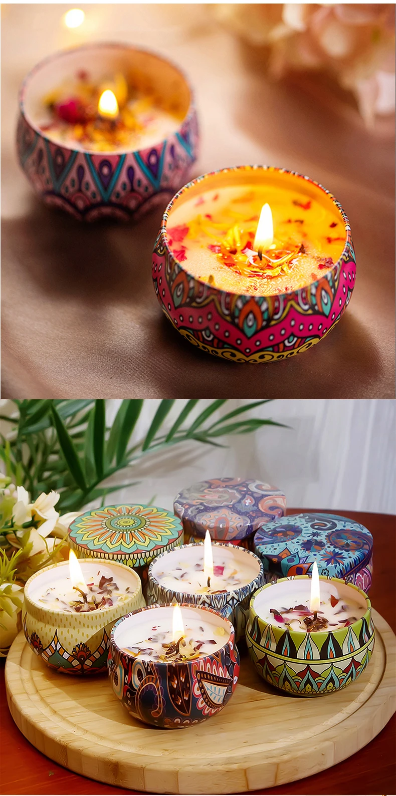 Unique Design Dried Flowers Tin Mini Shape English Pear& Freesia Gardenia Lavender Scents Scented Candle for Office Decor Origin