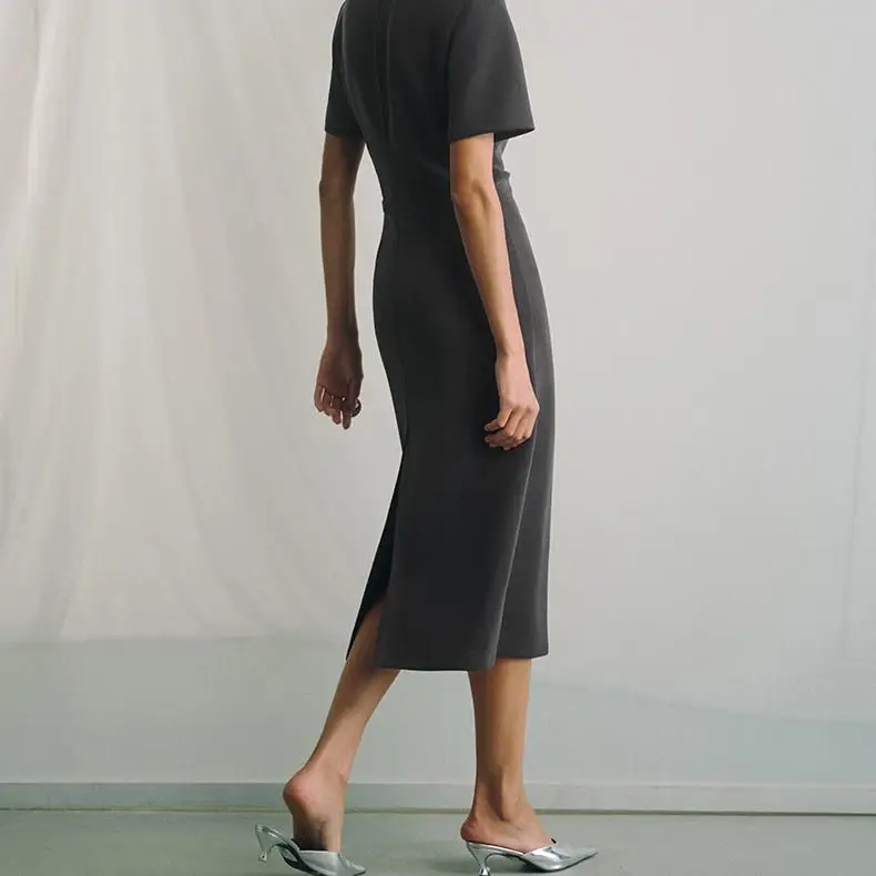 Wholesale Customizable Summer Midi Long Hollow out Blended Fabric Blank T Shirt Anti-Static and Anti-Wrinkle Dress for Women