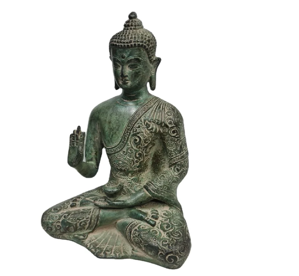 High Quality Antiqued Brass Buddha Idol Custom Printed Indian Metal Sculpture Home Decor Nepal Medicine Statue Buddhism Figurine