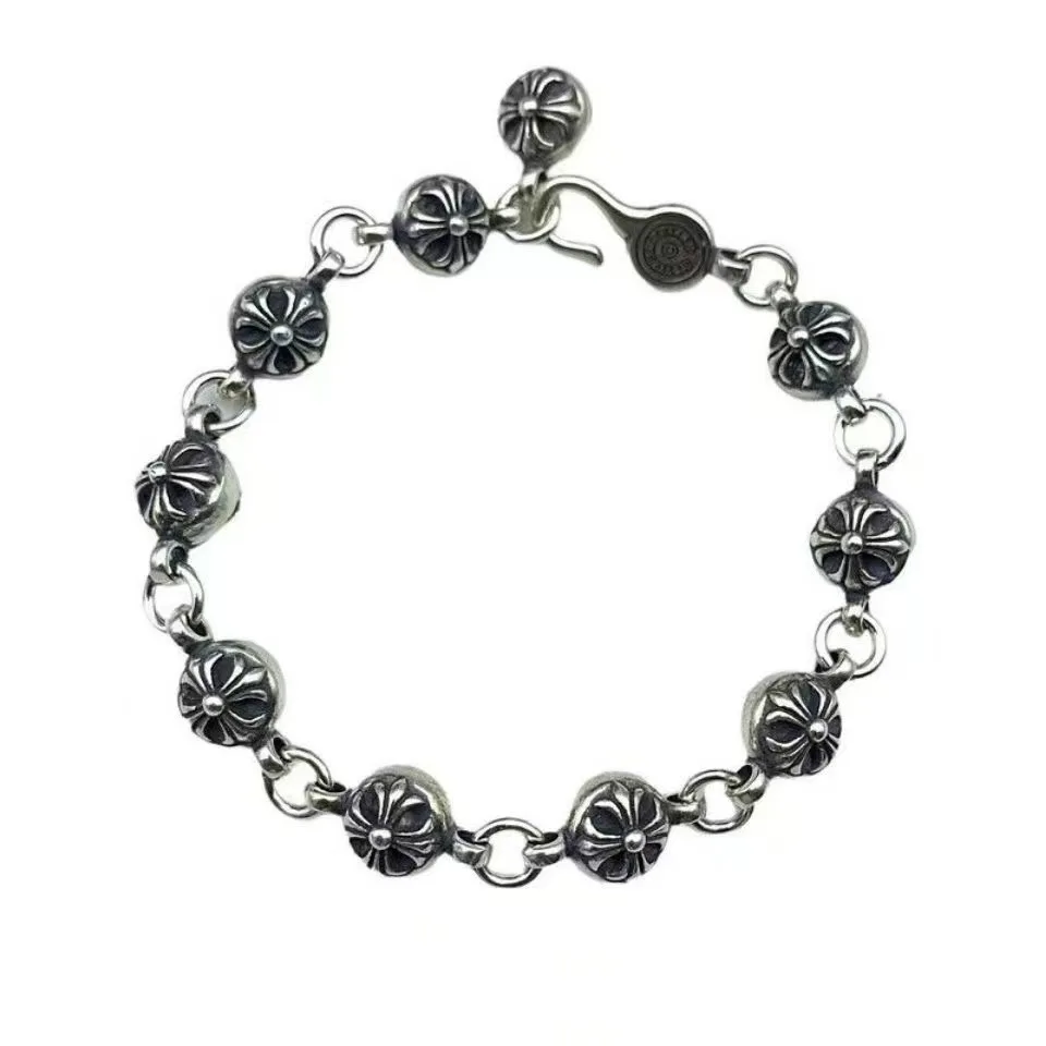 Chromes Designer Heartss Jewelry Classic For Men And Women Chrome Retro Thai Sier Cross Dice Bracelet Punk High Quality