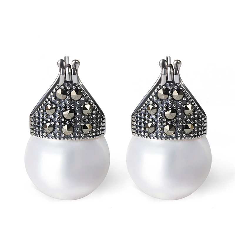 lotus fun Fashion Silver Jewelry Custom 925 Sterling Silver  Natural Pearls Handmade Earring Wedding fine jewelry for women