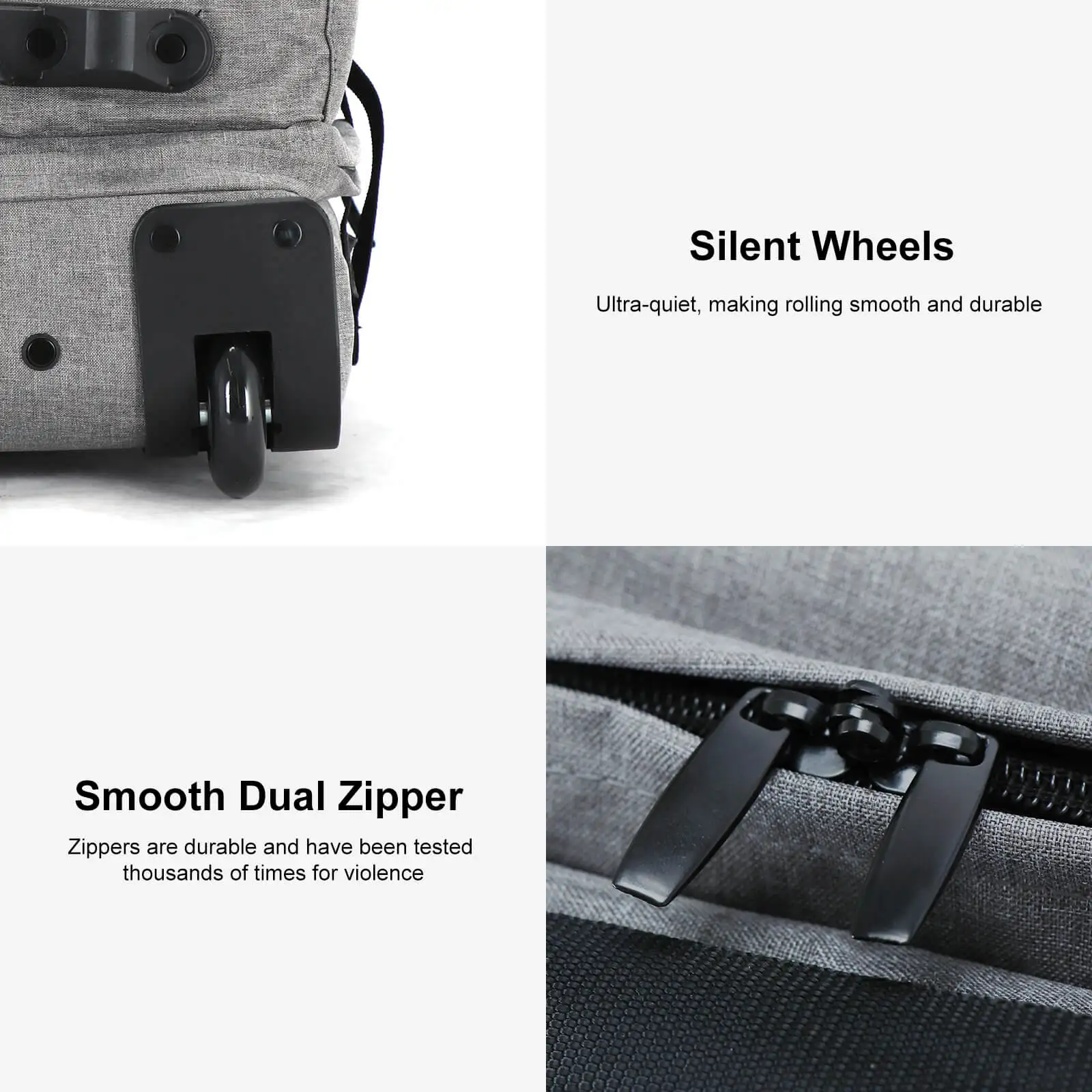 Custom Soft Fabric Carry On Trolley Travel Backpack with Wheels