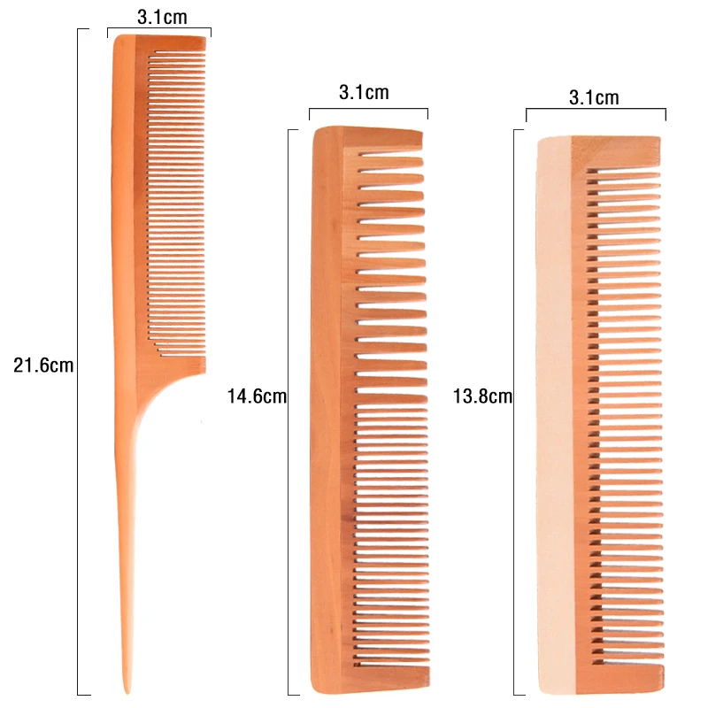 Pear Blossom Wood Personalized Comb Private Label Custom Comb Set Logo Wooden Hair Comb