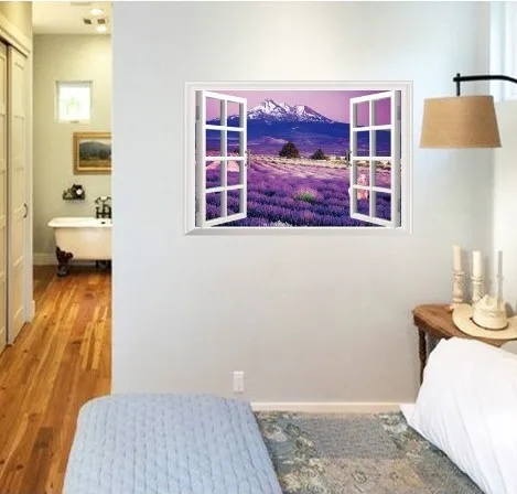 
AY9234B False Window Removable DIY Wall Stickers 3D Flower Window Scenery 