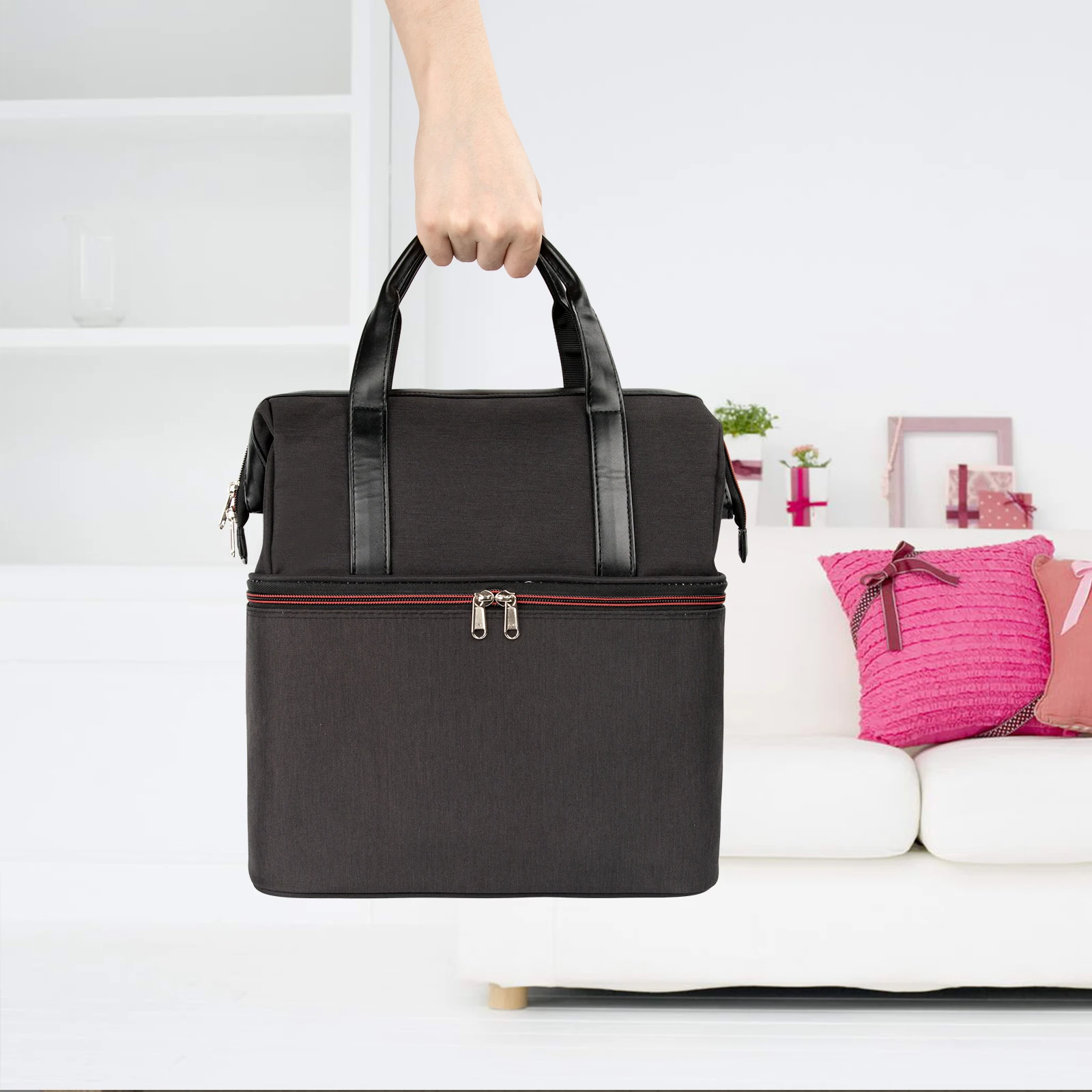 Relavel Nail Polish Organizer Holds 56 Bottles Vanity Bag Led Nail Lamp Case Nail Polish Storage Bag for Manicure Set