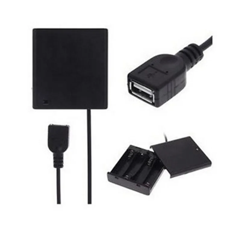 4 slot AA battery holder 6V smd 4AA plastic switch&cover button batter holder with usb female connector