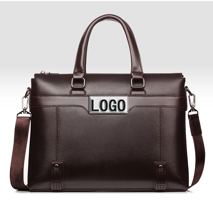 2021 new large mens PU leather briefcase printable briefcase laptop case bag