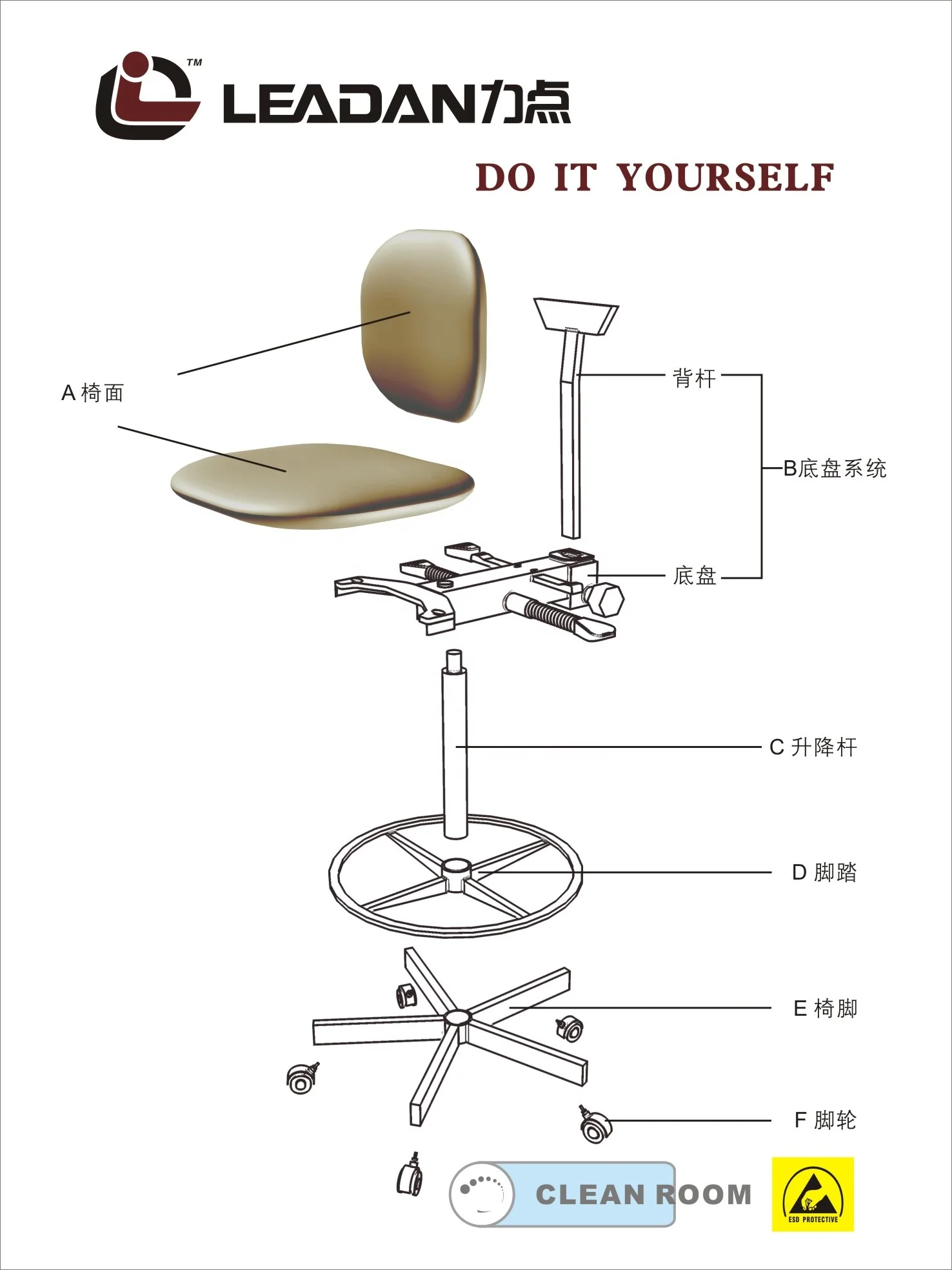 
Anti Static Office Chair Laboratory ESD Stool Adjustable Lab Stool 