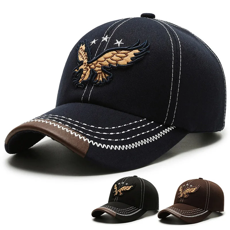 Best selling design eagle embroidered baseball cap  custom logo hat vintage baseball cap