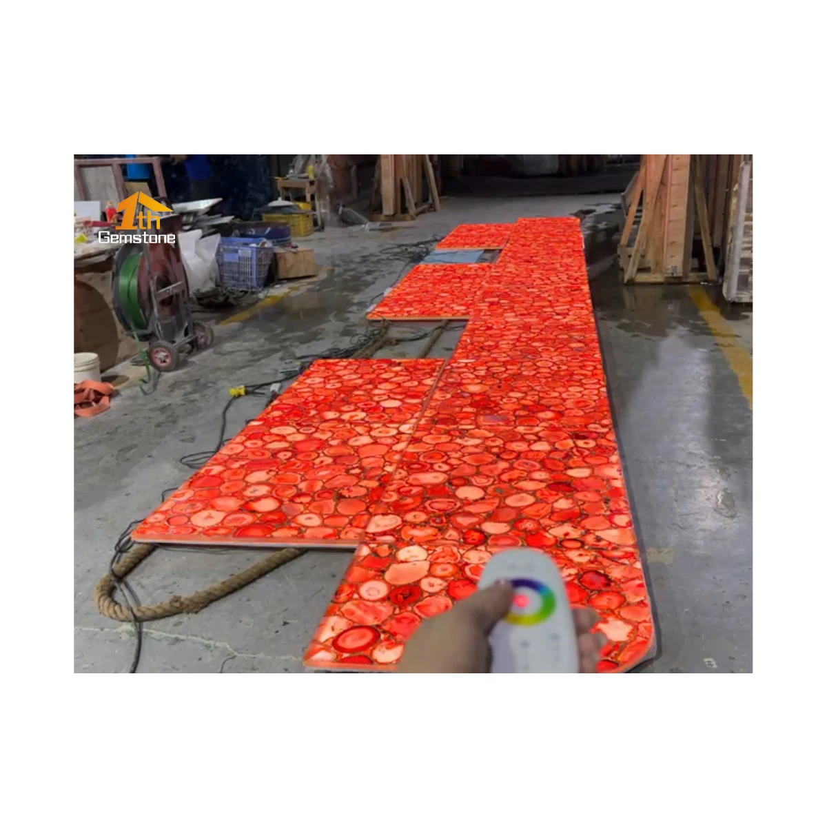 Backlit Onyx Marble Red Color Light Translucent Agate Stone Flooring Tile For Restaurant