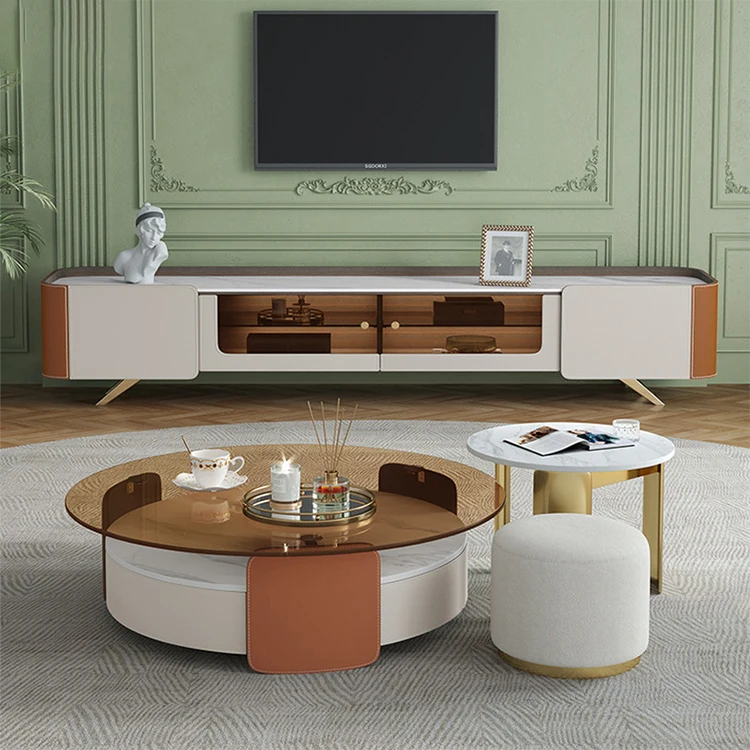 Luxury Combination modern living room center cabinet furniture tv stand and coffee table