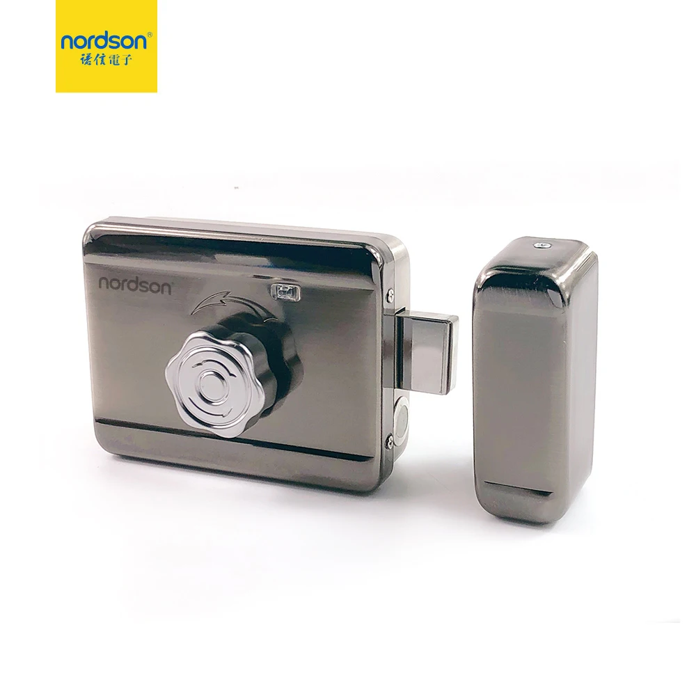 Long lifespan silver electromechanical security gate electric rim lock with remote control option