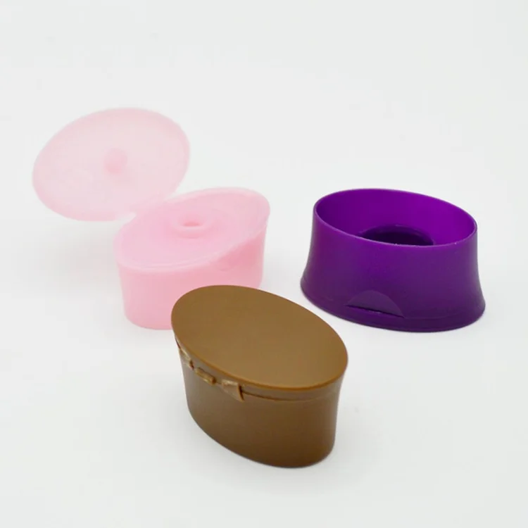 
china factory Wholesale black white pink purple 22mm custom color Shampoo Bottle Plastic PP Oval Snap On Cap Flip Top Cap 