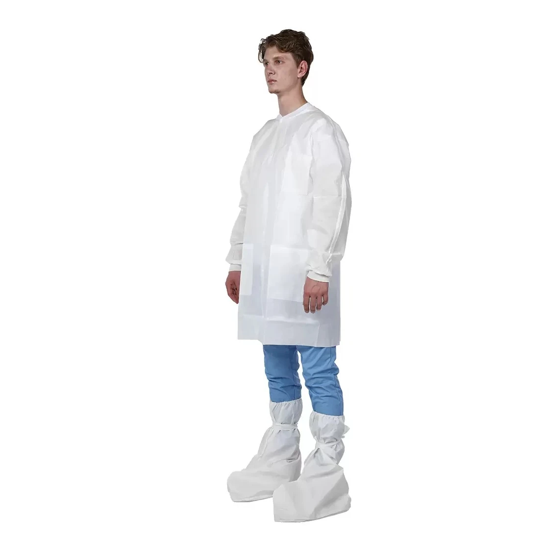 New Non woven  Medical Lightweight With Kimono Style  Disposable Individually Dustproof Lab Coat