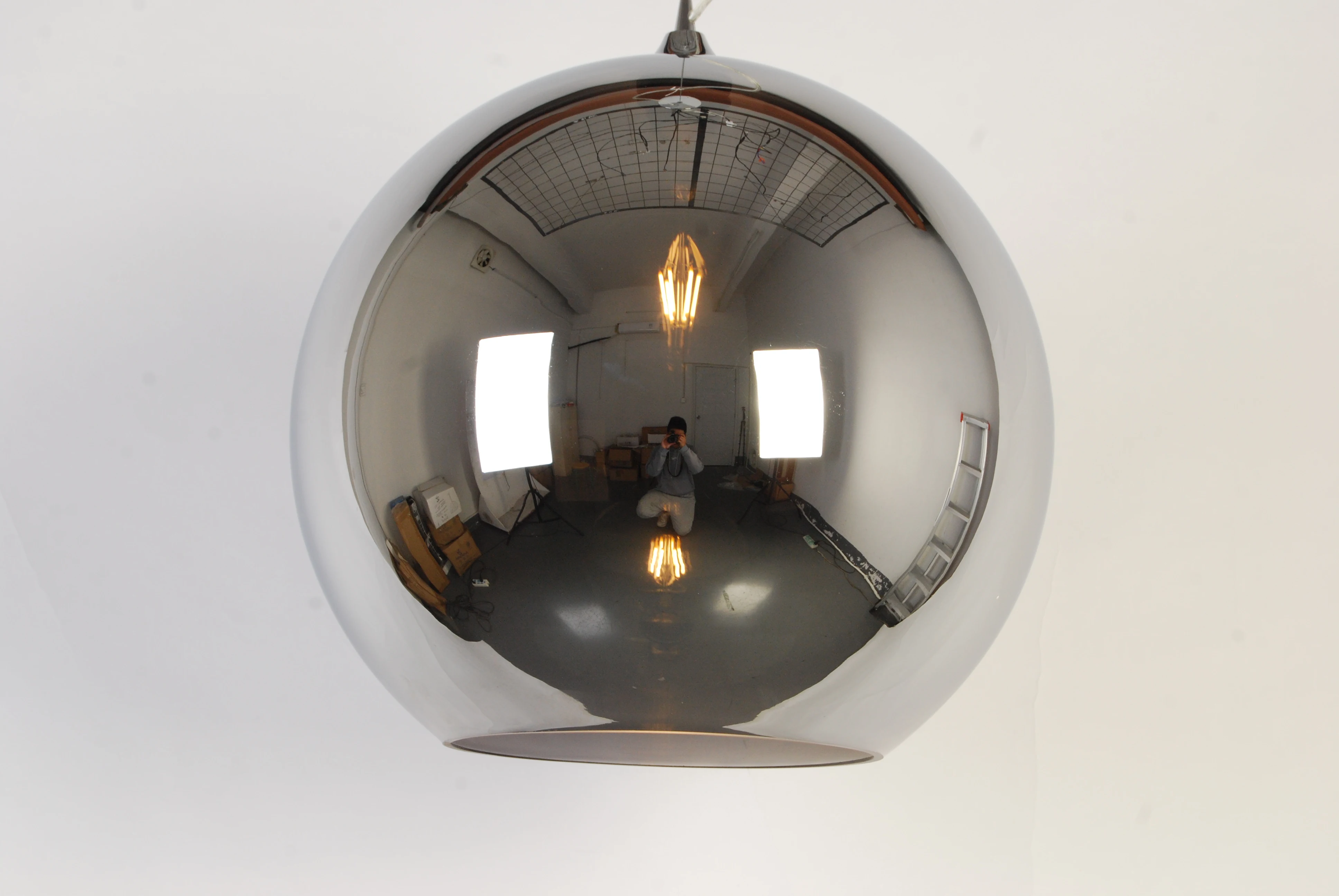 Shinny Chrome Single Glass Ball Pendant and Chandelier Lamp Luxury House