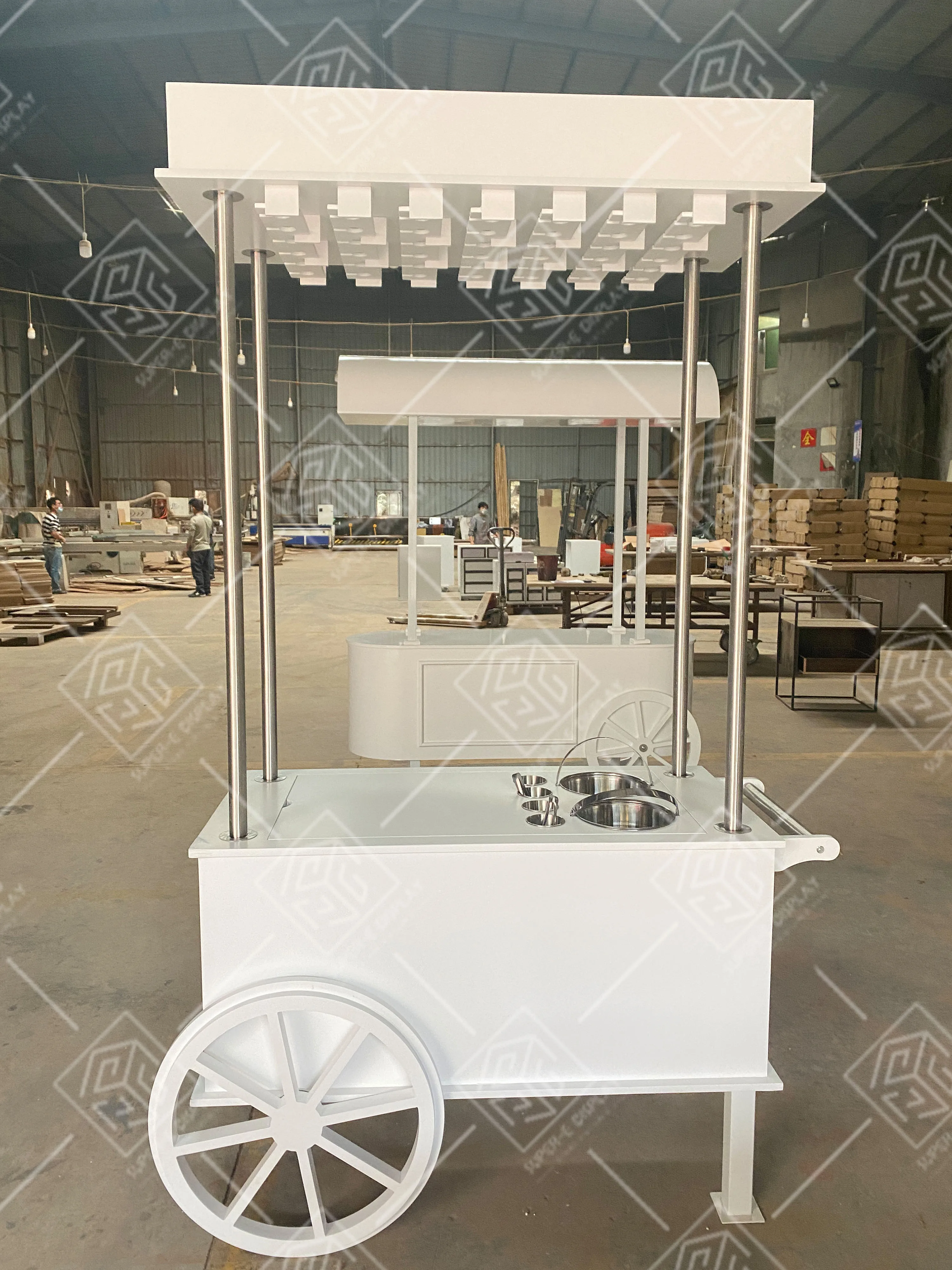Wholesale Wedding White Candy Display Wedding Champagne Cart Flower Candy Dessert Bar Carts with wheels for Wedding Decoration