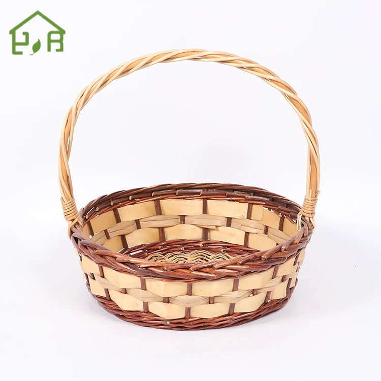 Modern Wicker gift baskets set of two willow flower  with handle
