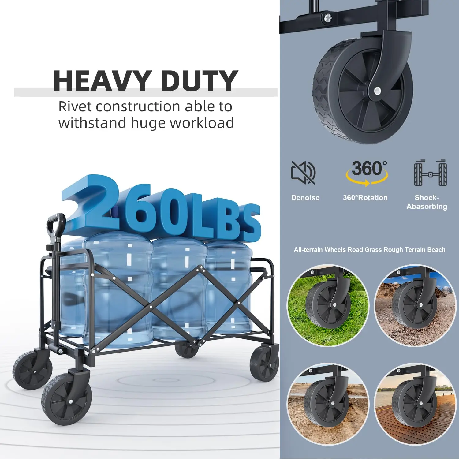 Heavy Duty Outdoor Collapsible Portable Big Capacity Folding Camping Transport Beach Trolley Luggage Wagon Cart With Wheel