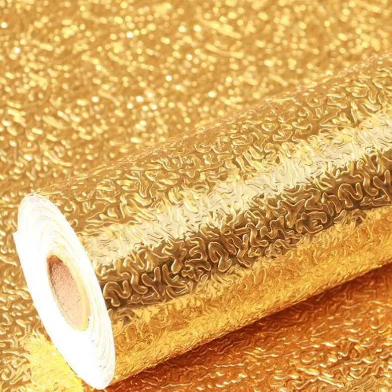 Gold Deep Embossing Oil Proof & Water Proof Kitchen Sticker Wallpaper 3001G