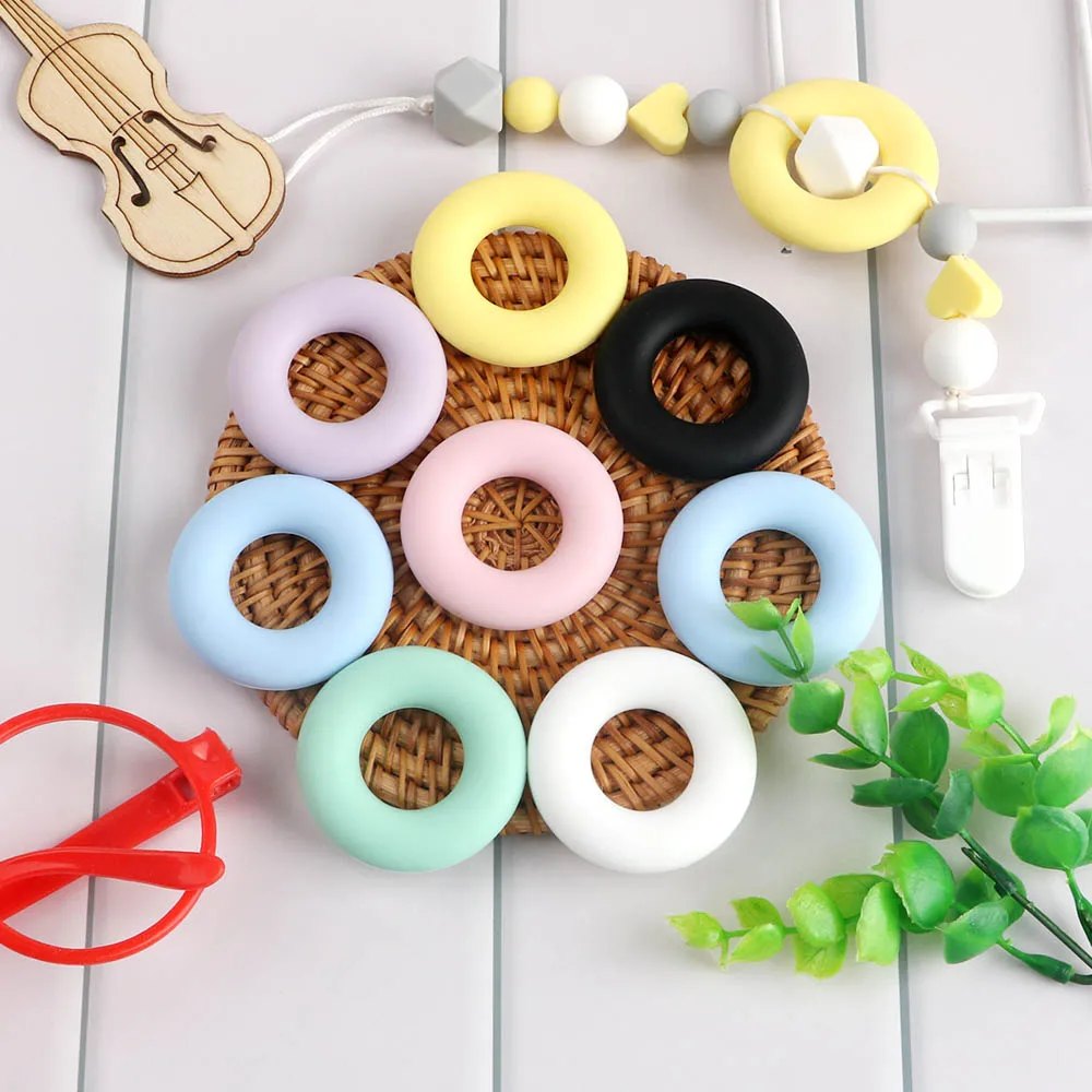 DIY Silicone Beads Bracelet Bangle  Food BPA FREE Pacifier Chain For Baby Chewing Silicone Beads Teething Donut Teether