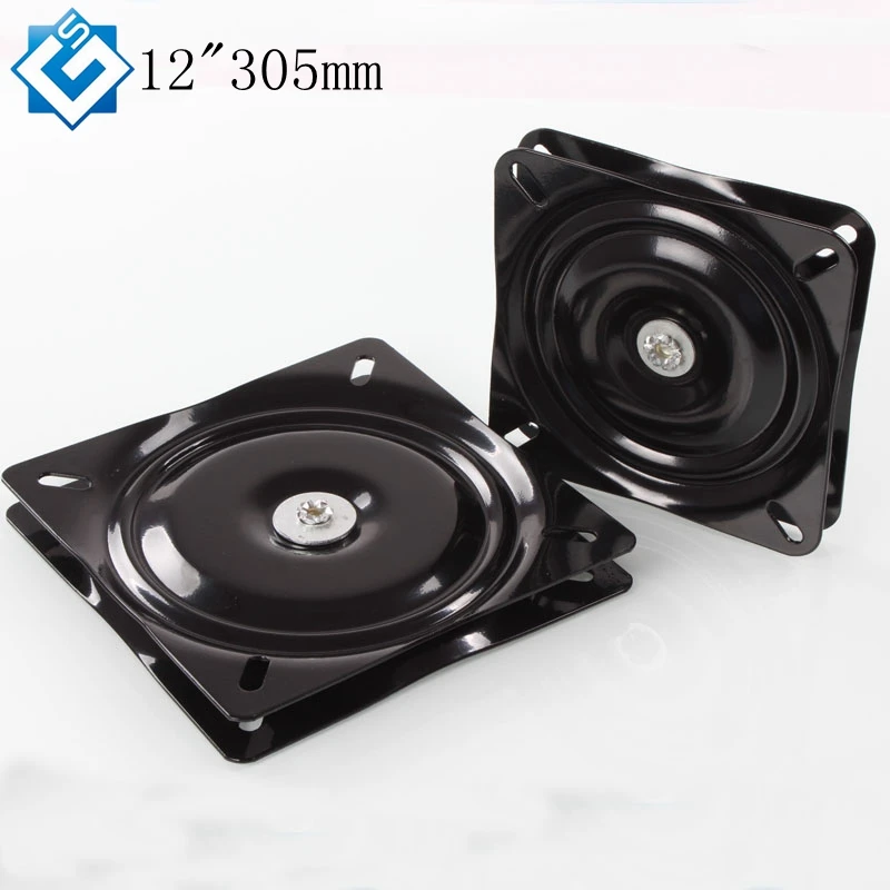 Hardware Furniture Fittings 12 Inch 303mm Black Square Lazy Susan 360 Degree Rotating Ball Bearing Swivel Plate