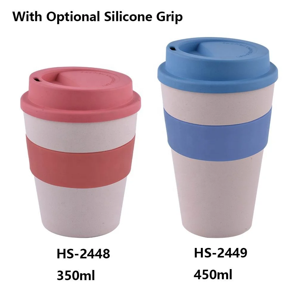 Hot Sale Bamboo Fiber Coffee Cup Travel Tumbler BPA Free Reusable Eco-Friendly With Lid and Sleeve 12 Oz. 16