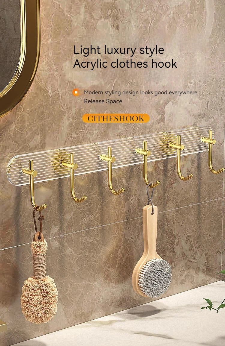 Factory wholesale custom acceptable damage free single hanging hook silver gold transparent wall mounted nail free coat hooks