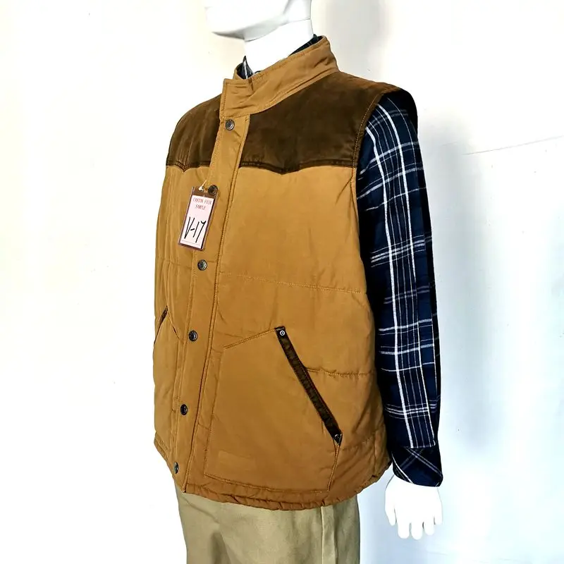 OEM Heavy Duty Cotton Canvas Men Flannel Lined Outdoor Winter Workwear Light Canvas Work Vest