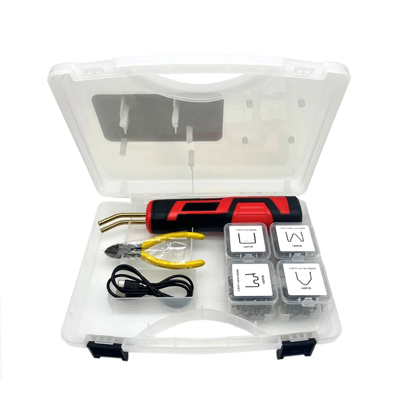 40W USB Rechargeable Cordless Plastic Welder LED Indicator Hot Stapler Gun kit Welding Machine for Car Bumper Crack Repair