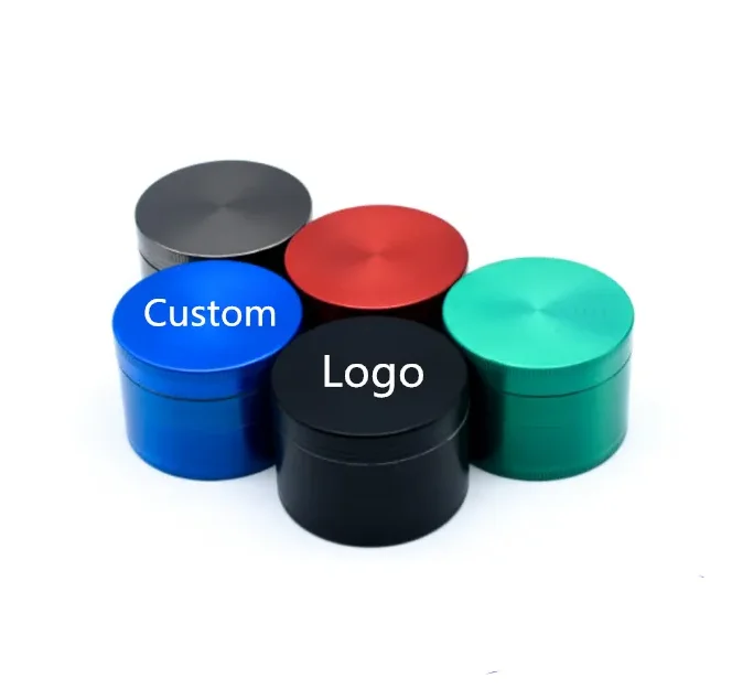 Wholesale Smoking Accessories 40 MM 50MM 55MM 63MM Custom Logo Hemp Grinder Manual Zinc Herb Grinder