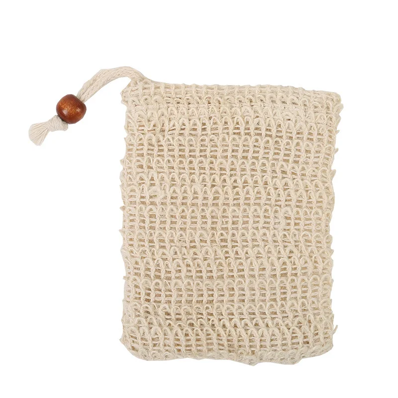 Cotton Linen Natural Bath Bag with Nylon Brush Sisal Bubble Net String for Body Application Bath Brushes Sponges & Scrubbers