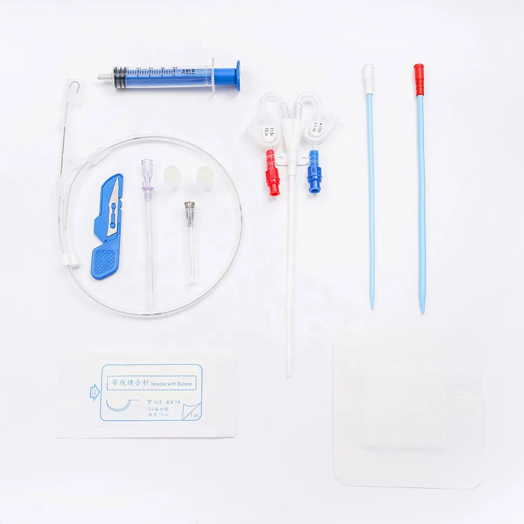 wholesale curve straight  type dual lumen hemodialysis catheter basic kit