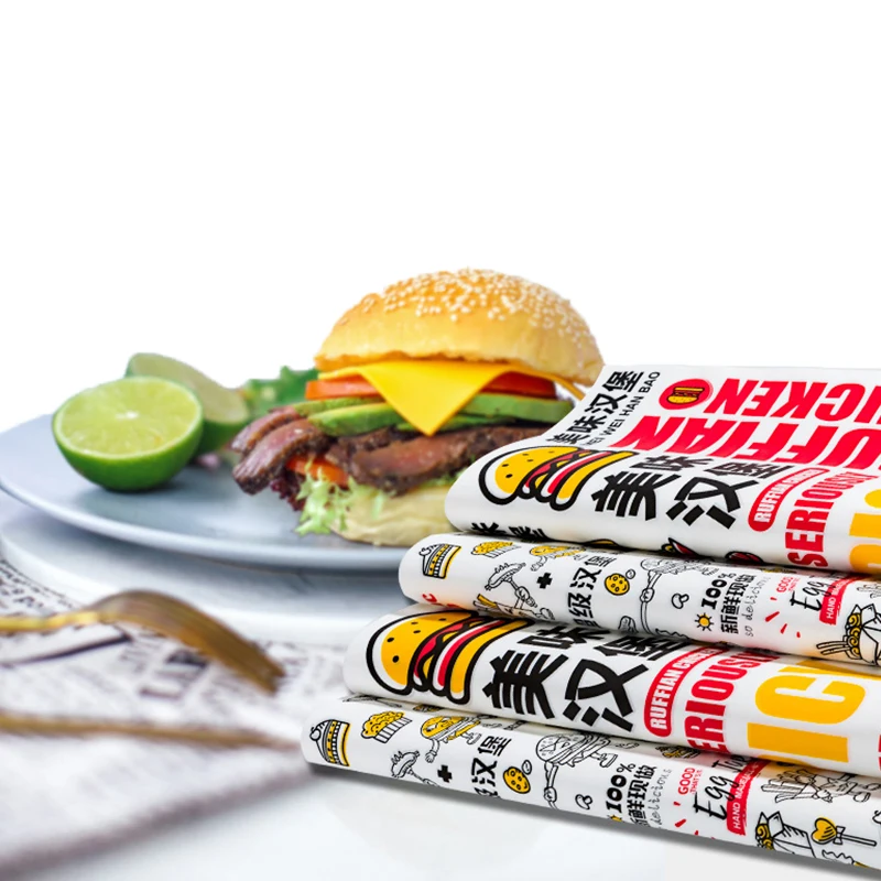Flexography customizable logo food packaging wax paper  hamburger sandwich hot dog food packaging paper Hamburger Wrappers