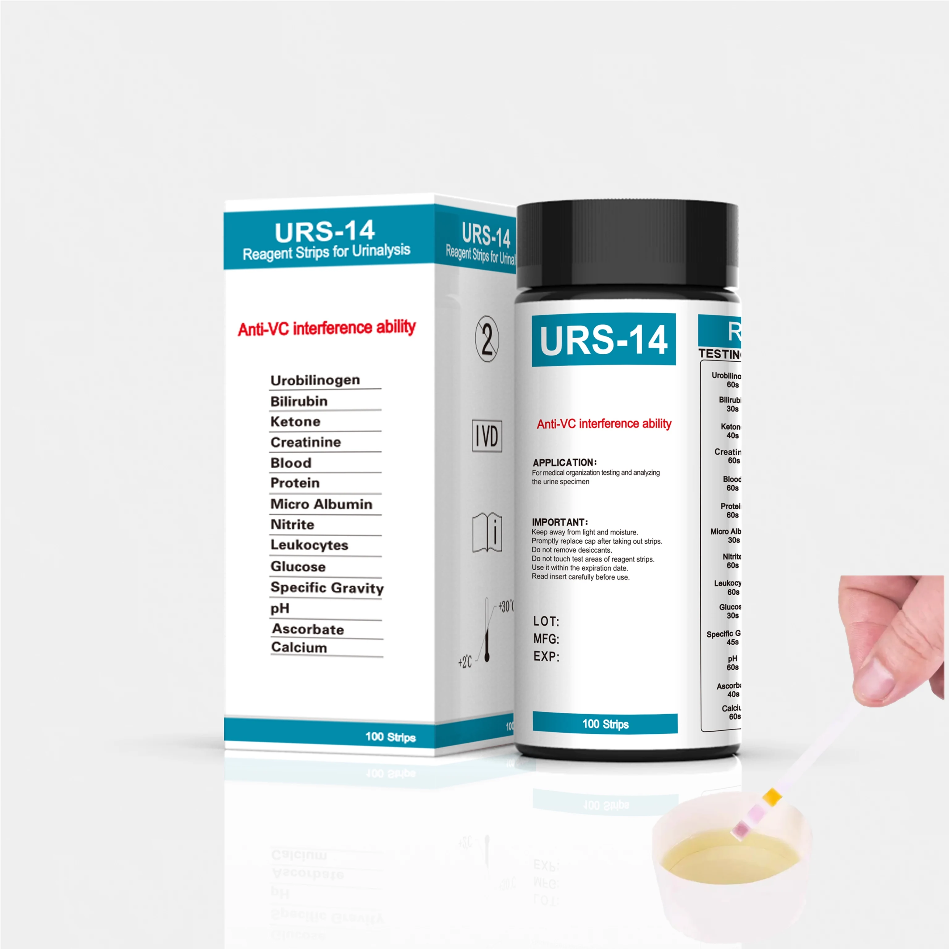 100 Strips Self Chek Test Strips Urine Test Reagent 14 parameters URS-14