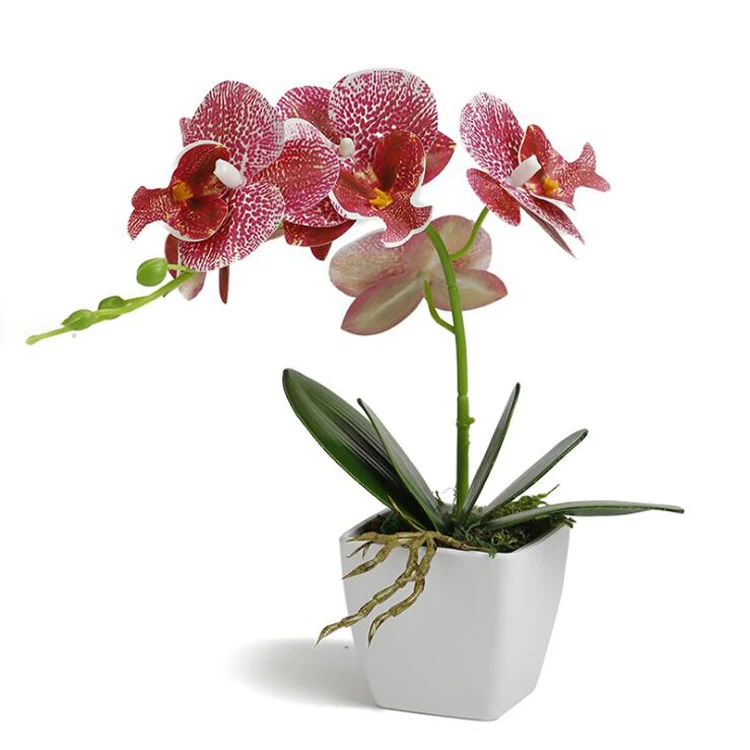 High Quality Latex Flowers Real Touch Artificial Home Orchids Bonsai Table Decorative Artificial Potted Plant Orchid For Indoor
