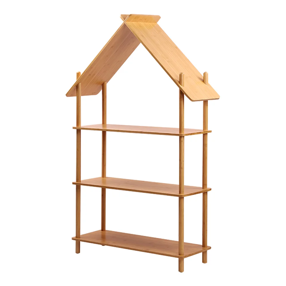 Kids Wooden Shelving Unit with 3 Shelves Storage Wood Bookshelf Children Furniture Natural Bookcase Wooden Storage Cabinet
