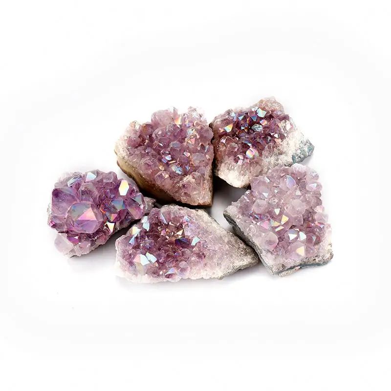 PK521 32 шт. Aaura Ab покрытый цветной титановый Druzy Аметист геодный кластер