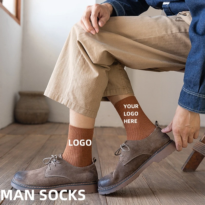 Top Breathable Sweat Absorption Wear Resistant 100 Cotton Stripes Men Office Work Socks