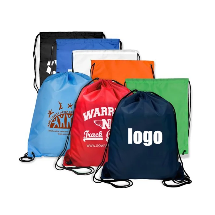 Factory Wholesale Low Price Backpack Custom Logo 210D Polyester Cheap Drawstring Bag