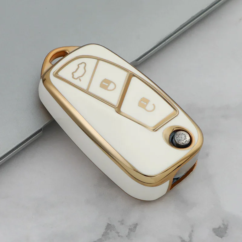 Factory sales Car key cover Gold edge TPU Auto key case for Fiat Bravo 500 Panda European Automobile car key accessory