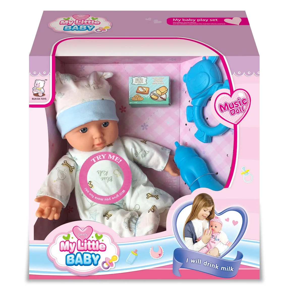 Cute 12 inch musical baby doll play set sound of music dolls with ic