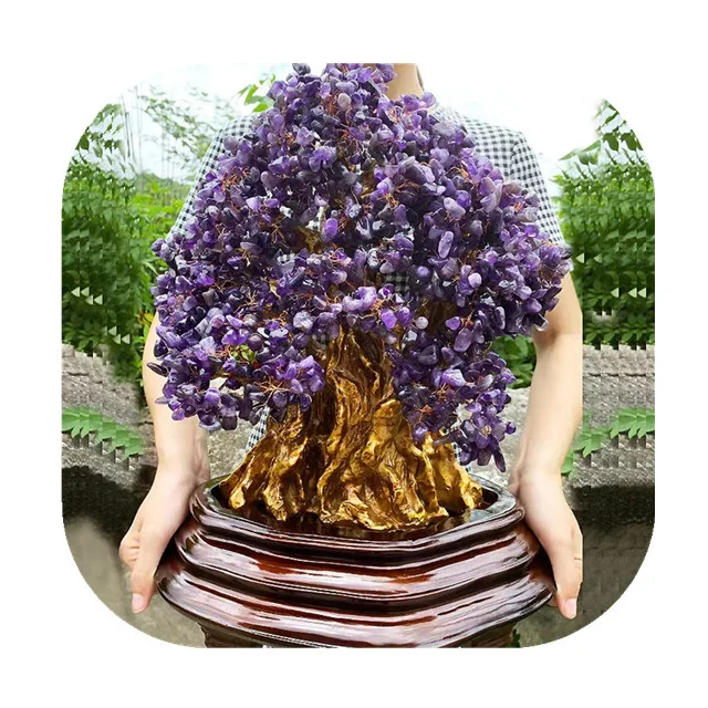 Feng shui spiritual Semi-Precious Crystal HEAL fortune Crafts natur mixed amethyst money tree crystal stones for Decor