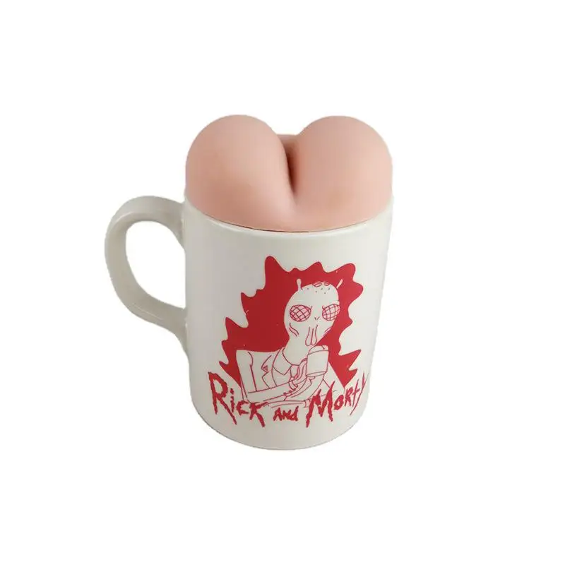 Wholesale Cartoon Cute Mugs Ceramic Coffee Rick and Morty Ceramic Coffee Mug with Silicone Bum Lid