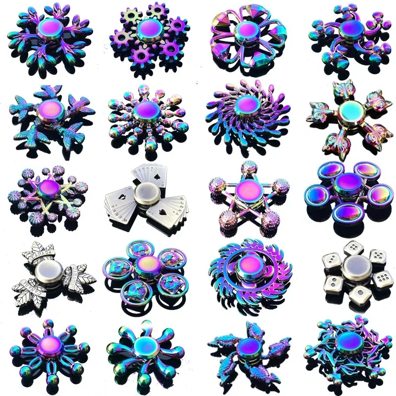 Rainbow Fidget Metal Spinner Colorful Finger Spinners Hand Spinners Fidget Toys For Stress Anxiety Relief for Adults W24-547