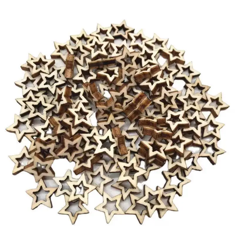 SLT Wooden Star Cutouts Hanging Ornaments Wooden Chips Wood Slices for DIY Ornament Hanging Pendant